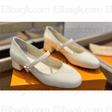 Louis Vuitton Romy Mary Jane Pumps Patent White 2024