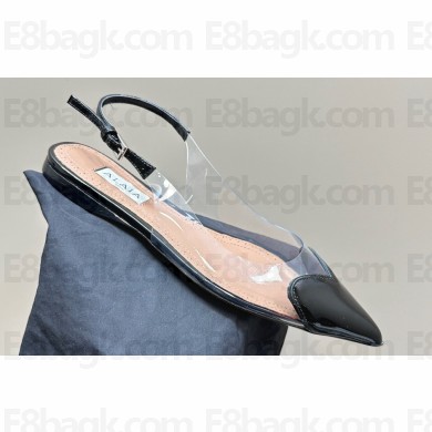 Alaia Le Cœur Flat Slingbacks In Patent Calfskin Black 2024