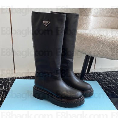 Prada Heel 5cm Calfskin High Boots Black 2024