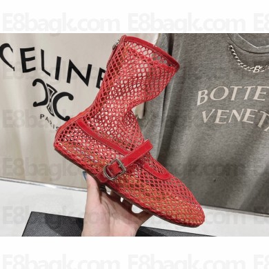 Alaia Fishnet High Ballet Flats Red 2024