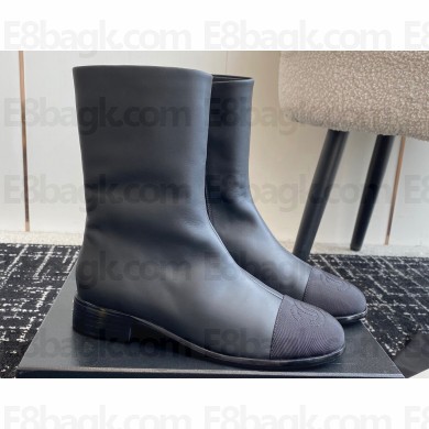 Chanel Calfskin and Grosgrain Ankle Boots Black 2024