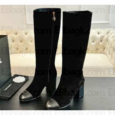 Chanel Heel 7cm Calfskin High Boots G45977 Suede Black 2024