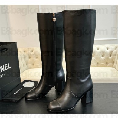 Chanel Heel 7cm Calfskin High Boots G45977 Black 2024