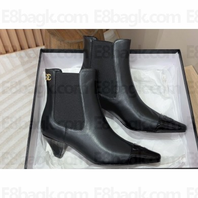 Chanel Heel 5cm CC Logo Ankle Boots Calfskin Black 2024