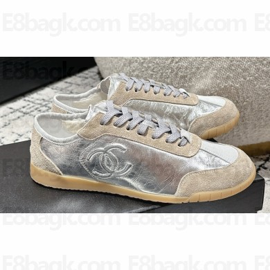 Chanel Calfskin & Suede Calfskin Sneakers G45996 Silver 2024
