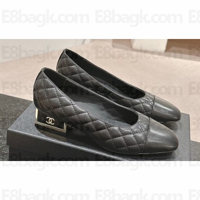 Chanel Metal Heel Pumps Quilting Leather Black 2024