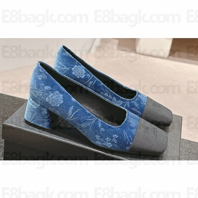 Chanel Print Velvet and Grosgrain Pumps Blue 2024