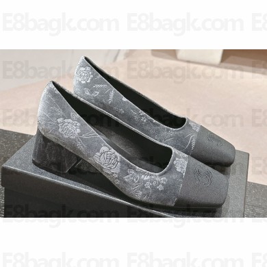 Chanel Print Velvet and Grosgrain Pumps Gray 2024