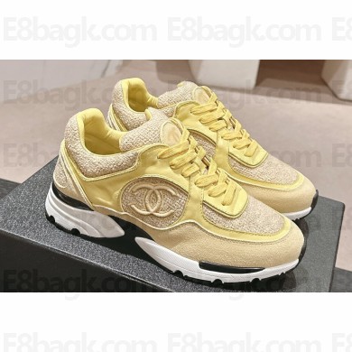 Chanel Wool Tweed, Calfskin & Suede Calfskin Sneakers G39066 Yellow 2024