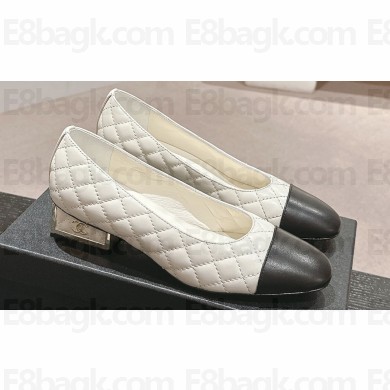Chanel Metal Heel Pumps Quilting Leather White 2024