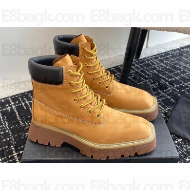 Alexander Wang Throttle Lace-Up Ankle Boots in Nubuck Leather Tan 2024
