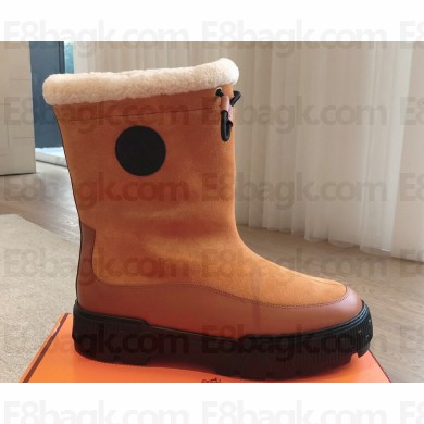 Hermes Journey Women/Men ankle boots in suede calfskin and calfskin Brown with shearling lining 2024