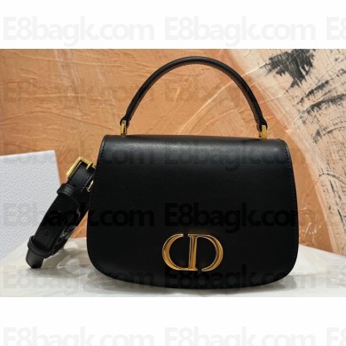 Dior Medium 30 Montaigne Avenue Top Handle Bag in Black Ribbed Calfskin 2024