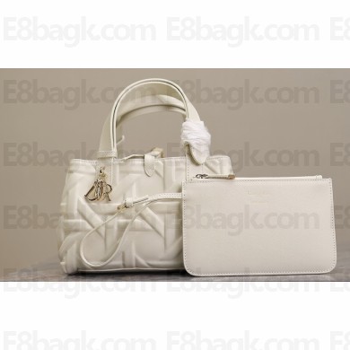 Dior Small Dior Toujours Bag in White Graphic Cannage Calfskin 2024