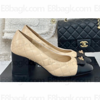 Chanel Heel 7cm Calfskin & Lambskin Quilting Pumps G45879 Beige 2024