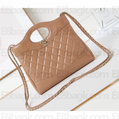 Chanel Shiny Lambskin & Gold-Tone Metal CHANEL 31 Mini Shopping Bag AS4133 Beige 2024