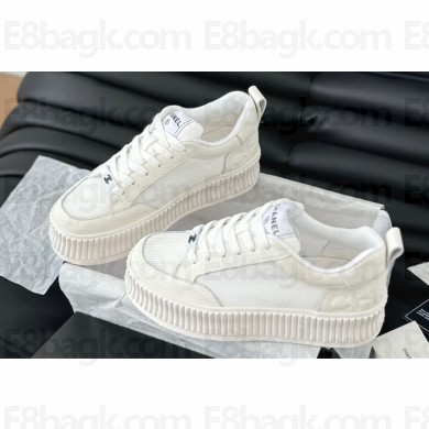 Chanel CC Logo Canvas Platform Sneakers White 2024