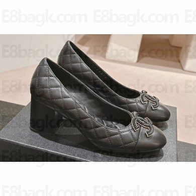 Chanel CC Logo Quilting Leather Pumps Black 2024