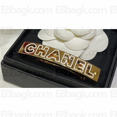 Chanel Metal & Resin Hair Clip ABD670 Gold & White 2024