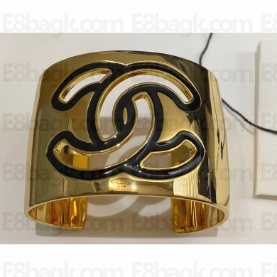 Chanel Metal & Resin Cuff Bracelet ABD663 Gold & Black 2024