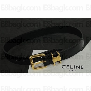 Celine Les Cuirs Celine Double Bracelet Black in Calfskin and Brass with Gold Finish 2024