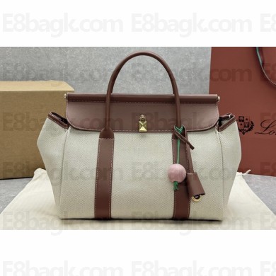 Loro Piana Loom bag L32 in Cotton, Linen Natural/caramel Sugar (B4AU)