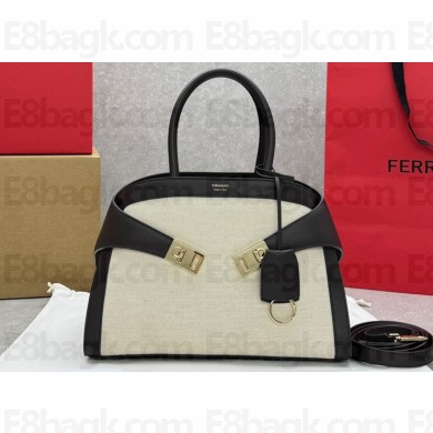 Ferragamo Hug handbag (S) Natural/Testa di Moro