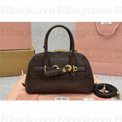 Miu Miu Aventure nappa leather top-handle bag 5BB169 Briarwood 2024