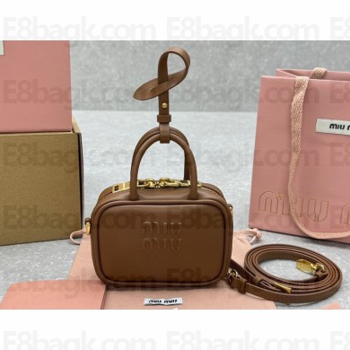 Miu Miu Leather micro bag 5NR036 Brown 2024