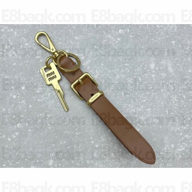 Miu Miu Leather key ring trick 5TT176 Cognac 2024