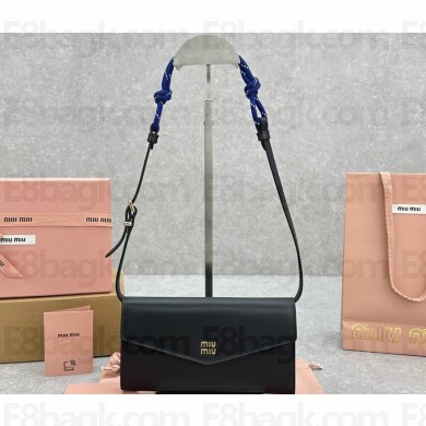 Miu Miu Leather wallet with leather and cord shoulder strap 5MT025 Black 2024