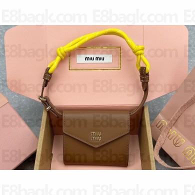 Miu Miu Leather wallet with leather and cord shoulder strap 5MT024 Cognac 2024
