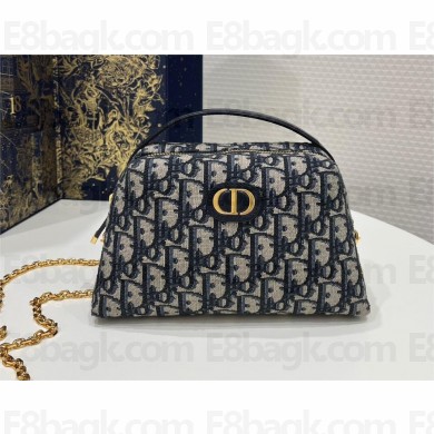 Dior Small Top Handle Bag in Blue Dior Oblique Canvas 2023