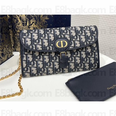 Dior Bobby East-West Pouch with Chain in Blue Oblique Jacquard 2023