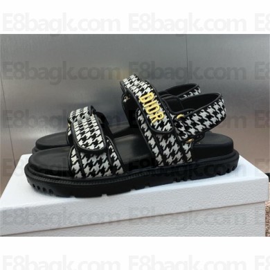 Dior DiorAct Sandals in Black and White Micro-Houndstooth Embroidered Cotton 2024