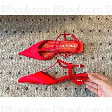 Prada Heel 3.5cm Satin slingback pumps RED Spring 2024