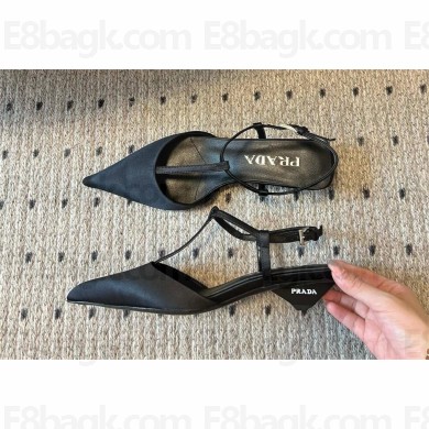 Prada Heel 3.5cm Satin slingback pumps BLACK Spring 2024