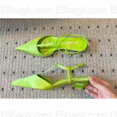 Prada Heel 3.5cm Satin slingback pumps GREEN Spring 2024