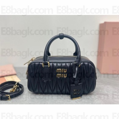 miu miu Arcadie matelassé nappa leather bag 5bb142 black 2023