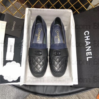 CHANEL 3CM HEEL LAMBSKIN LOAFERS G34345 BLACK 2019
