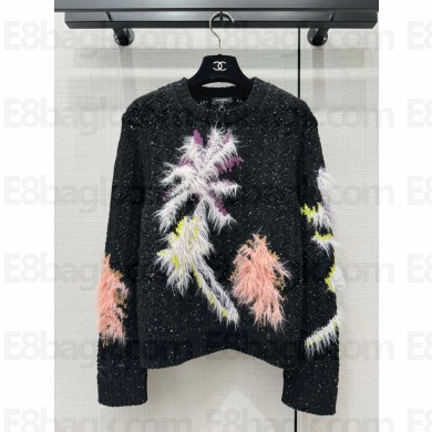 CHANEL Glittered Wool & Mixed Fibers Black & Multicolor pullover P76571 2024 SS