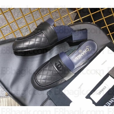 CHANEL 3CM HEEL LAMBSKIN/CANVAS SANDALS BLACK 2019