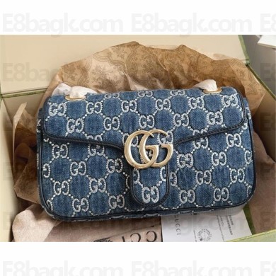GUCCI GG Marmont small shoulder bag IN Blue GG denim 443497 2024