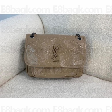 Saint Laurent Niki Baby Bag in in vintage leather 633160 GRAY with silver hardware(original quality)