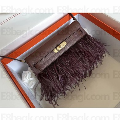 Hermes Feather Kelly Elan Bag In Original Mysore Leather Burgundy 2023(Full Handmade)
