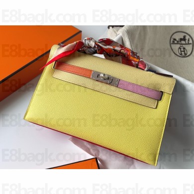 Hermes Mini Pochette Bag In Original Epsom Leather Yellow/Orange/Pink/Green/Red (Full Handmade)