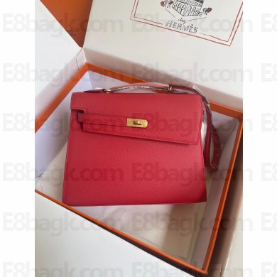 hermes The Kelly En Desordre In red Epsom Leather With Gold Hardware