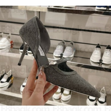 Jimmy choo  Carolyn 85 Storm Flannel & Patent Leather Pumps grey 2024