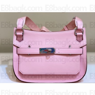 Hermes mini jypsiere bag in swift leather Pink with Silver Hardware (original quality+handmade)