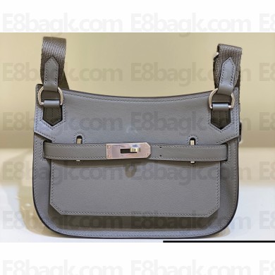 Hermes mini jypsiere bag in swift leather Gray with Silver Hardware (original quality+handmade)